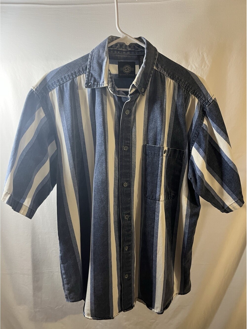 Vintage 90s Antana Men's Button Down Shirt Stripped Denim Size M